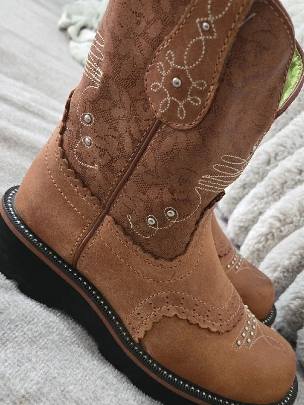 Ariat Brown Lace-Pattern Kids Western Boots